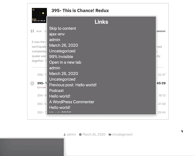 Link rotor showing "Open in a new tab" link that has no context.